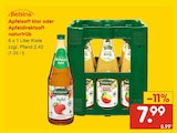 Apfelsaft klar oder Apfeldirektsaft naturtrüb bei Netto Marken-Discount im Witzenhausen Prospekt für 7,99 €