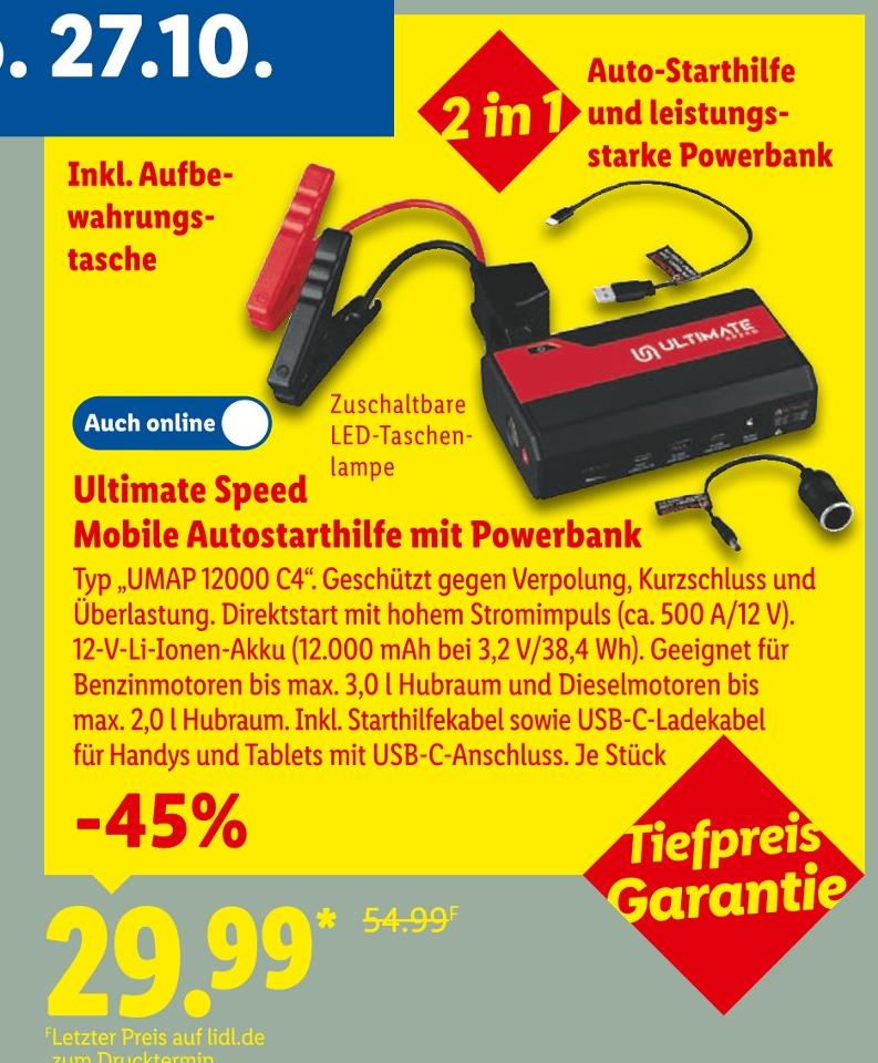 Mobile Autostarthilfe mit Powerbank