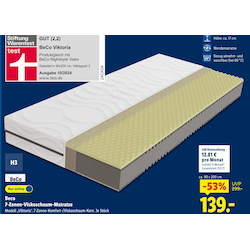 7-Zonen-Viskoschaum-Matratze