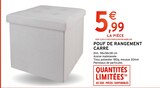 Pouf de rangement carré en promo chez Intermarché Super Bordeaux à 5,99 €
