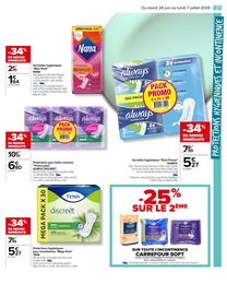 Prix et réduction Serviettes Hygiéniques dans le prospectus Carrefour en cours Offre Serviettes Hygiéniques dans le catalogue Carrefour du moment à la page 29