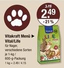 Menü Vital/Life im V-Markt Prospekt Menü Vital/Life von Vitakraft im aktuellen V-Markt Prospekt für 2,49 €