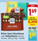 Nussklasse oder Kakaoklasse Angebote von Ritter Sport bei EDEKA Schorndorf für 1,49 €