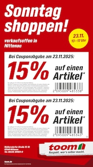 Aktueller toom Baumarkt Prospekt "Sonntag shoppen!" für Nittenau Aktueller toom Baumarkt Prospekt für Nittenau mit Seite