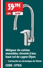 Mitigeur de cuisine monobloc chromé à bec haut col de cygne Olyos en promo chez Screwfix Roubaix à 59,99 €