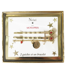 Mode - Nilaï x Monoprix dans le catalogue Monoprix Coffret deux guiches et un bracelet - Nilaï x Monoprix à 19,99 € en promo chez Monoprix