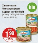 Wurstkonserven, Suppen oder Eintöpfe von Zimmermann im aktuellen V-Markt Prospekt für 1,99 €