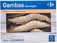 Gambas sauvages entières crues surgelées - Carrefour à Nice Gambas sauvages entières crues surgelées en promo chez Carrefour Nice à 35,04 €