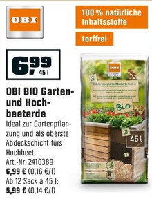BIO Garten- und Hochbeeterde bei OBI in Augsburg BIO Garten- und Hochbeeterde im Angebot bei OBI Augsburg für 6,99 €