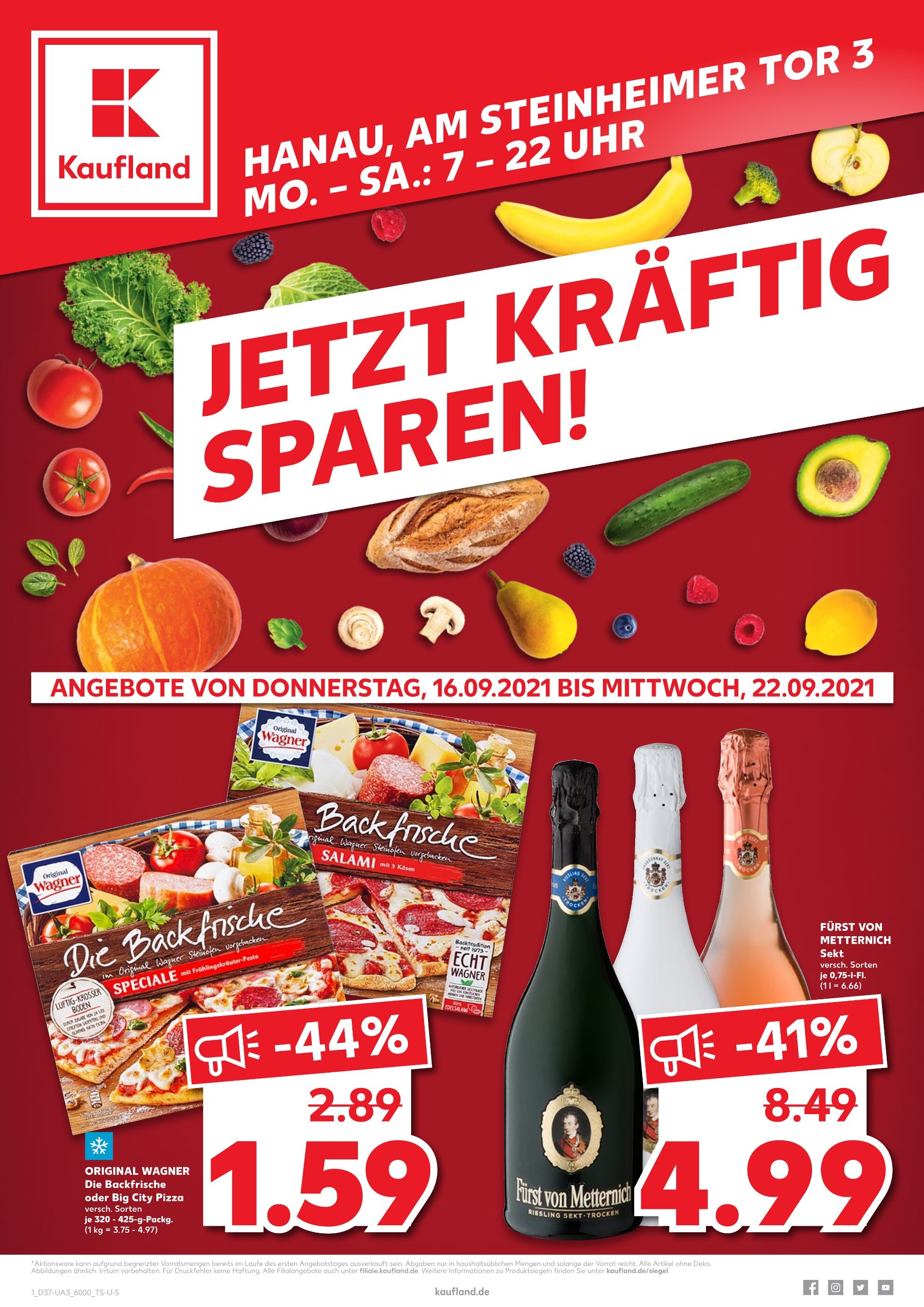 Kaufland Prospekt für Rodenbach mit 44 Seiten Kaufland Prospekt für Rodenbach: "JETZT KRÄFTIG SPAREN!", 44 Seiten, 16.09.2021 - 22.09.2021