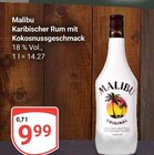 Karibischer Rum mit Kokosnussgeschmack Angebote von Malibu bei GLOBUS Völklingen für 9,99 €