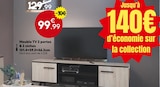Meuble TV 2 portes & 2 niches - Maxi Bazar à Dunkerque Meuble TV 2 portes & 2 niches en promo chez Maxi Bazar Dunkerque à 99,99 €