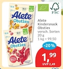 Kindersnack Obsties von Alete im aktuellen budni Prospekt