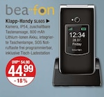 Klapp-Handy SL605 im V-Markt Prospekt Klapp-Handy SL605 von bea-fon im aktuellen V-Markt Prospekt für 44,99 €