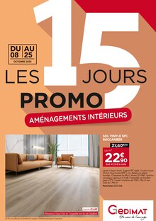 Prospectus Gedimat de la semaine "LES 15 JOURS PROMO : AMÉNAGEMENTS INTÉRIEURS" avec 1 pages, valide du 08/10/2025 au 25/10/2025 pour Billom et alentours
