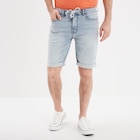 Bermuda droit à coulisse en jean denim bleach homme à 29,99 € dans le catalogue La Halle