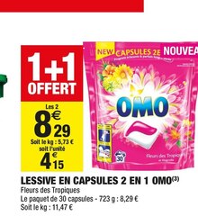 Lessive en capsules 2 en 1 - Carrefour Market à Paris Lessive en capsules 2 en 1 en promo chez Carrefour Market Paris à 8,29 €