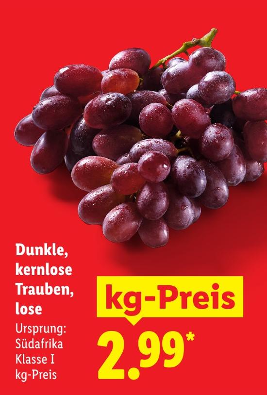 Dunkle, kernlose Trauben, lose
