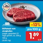 Hüftsteak vom Jungbullen von Gut Ponholz für 1,89 € bei Netto Marken-Discount im Angebot Hüftsteak vom Jungbullen von Gut Ponholz im aktuellen Netto Marken-Discount Prospekt