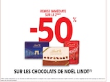 -50 % de remise immédiate sur le 2ème sur les chocolats de Noël Lindt - LINDT dans le catalogue Intermarché