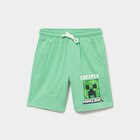 Short taille élastiquée coton Minecraft vert garçon en promo chez La Halle Short taille élastiquée coton Minecraft vert garçon dans le catalogue La Halle