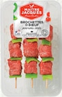 Brochettes de bœuf poivrons verts - MAÎTRE JACQUES en promo chez Intermarché Super Brochettes de bœuf poivrons verts - MAÎTRE JACQUES dans le catalogue Intermarché Super