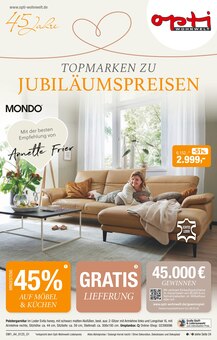 Couch im Opti-Wohnwelt Prospekt "Topmarken zu Jubiläumspreisen" mit 24 Seiten (Bremerhaven)