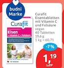 Eisentabletten mit Vitamin C und Folsäure von Curafit im aktuellen budni Prospekt