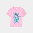 Promo T-shirt manches courtes coton Stitch rose fille à 4,99 € dans le catalogue La Halle à Tourville-la-Rivière