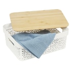 Panière de rangement blanche avec couvercle en bambou petit modèle en promo chez Gifi Perpignan à 3,99 €