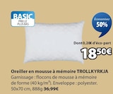Oreiller en mousse à mémoire - TROLLKYRKJA en promo chez Jysk Caen à 18,50 €