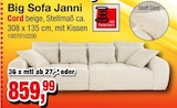 Big Sofa Janni im Angebot bei Die Möbelfundgrube in Trier Big Sofa Janni Angebote bei Die Möbelfundgrube Trier für 859,99 €