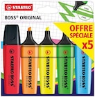 Etui carton de 5 surligneurs Stabilo Boss Original - Stabilo - Fnac Etui carton de 5 surligneurs Stabilo Boss Original - Stabilo à 4,39 € dans le catalogue Fnac