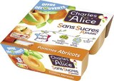 Compotes sans sucres ajoutés abricot - CHARLES & ALICE dans le catalogue Géant Casino