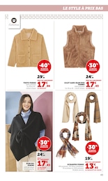 Prix et réduction Echarpe Femme dans le prospectus Hyper U en cours Offre Echarpe Femme dans le catalogue Hyper U du moment à la page 43