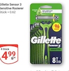 Sensor 3 Sensitive Rasierer im Angebot bei GLOBUS in Hofheim Sensor 3 Sensitive Rasierer Angebote von Gillette bei GLOBUS Hofheim für 4,99 €