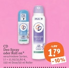 Deo Spray oder Roll on Angebote von CD bei tegut Mühlhausen für 1,79 €