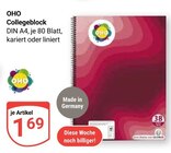 Collegeblock kariert im Angebot bei GLOBUS in Amberg Collegeblock kariert Angebote von OHO bei GLOBUS Amberg für 1,69 €