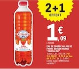 Eau de source au jus de fruits saveur fraise - Cristaline en promo à 1,09 € chez E.Leclerc Eau de source au jus de fruits saveur fraise - Cristaline dans le catalogue E.Leclerc