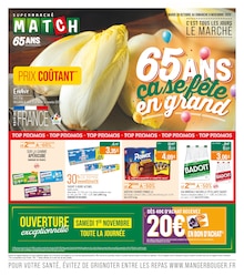 Catalogue Supermarchés Match de la semaine 45, "65 ANS ça se fête en grand", page 1, 28/10/2025 - 09/11/2025 Prospectus Supermarchés Match en cours, "65 ANS ça se fête en grand", page 1 sur 24