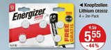 Knopfzellen Lithium CR2032 von Energizer im aktuellen V-Markt Prospekt für 5,55 €