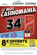 Catalogue Casino Shop "Le mois Casinomania", 8 pages, à L'Île-Saint-Denis, 13/11/2019 - 24/11/2019 Prospectus Casino Shop "Le mois Casinomania", 8 pages, à L'Île-Saint-Denis, 13/11/2019 - 24/11/2019
