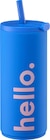 Trinkbecher mit Strohhalm "hello.", kobaltblau/rosé (500 ml) im dm-drogerie markt Prospekt Trinkbecher mit Strohhalm "hello.", kobaltblau/rosé (500 ml) von DESIGN LETTERS im aktuellen dm-drogerie markt Prospekt für 24,95 €