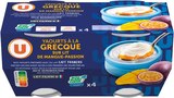 YAOURT A LA GRECQUE SUR LIT DE FRUITS U en promo chez Super U Saumur à 2,29 €