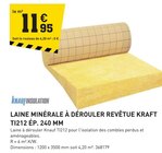 Promo Laine minérale à dérouler revêtue kraft ti212 ép. 240 mm à 11,95 € dans le catalogue Tout Faire à Livernon