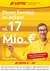 Aktueller LOTTO Bayern Baumarkt Prospekt in Gars und Umgebung, "Diesen Samstag im Jackpot rund 17 Mio. €" mit 1 Seite, 07.11.2024 - 09.11.2024