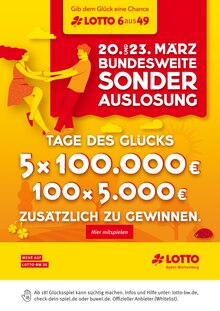 Lotto Baden-Württemberg Prospekt BUNDESWEITE SONDERAUSLOSUNG mit  Seite
