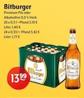 Premium Pils oder Alkoholfrei 0,0 % Herb im Angebot bei Getränke Hoffmann in Spremberg Premium Pils oder Alkoholfrei 0,0 % Herb Angebote von Bitburger bei Getränke Hoffmann Spremberg für 13,99 €