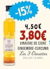 Vinaigre de Cidre Gingembre-Curcuma - Les 3 Chouettes dans le catalogue Naturalia