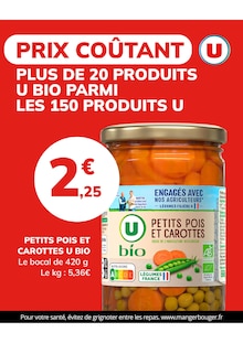 Catalogue Super U à Pineuilh cette semaine, valable du 03/04/2026 au 19/04/2026 Prospectus Super U à Pineuilh, "PRIX COÛTANT PLUS DE 20 PRODUITS U BIO PARMI LES 150 PRODUITS U", 1 page de promos valables du 03/04/2026 au 19/04/2026